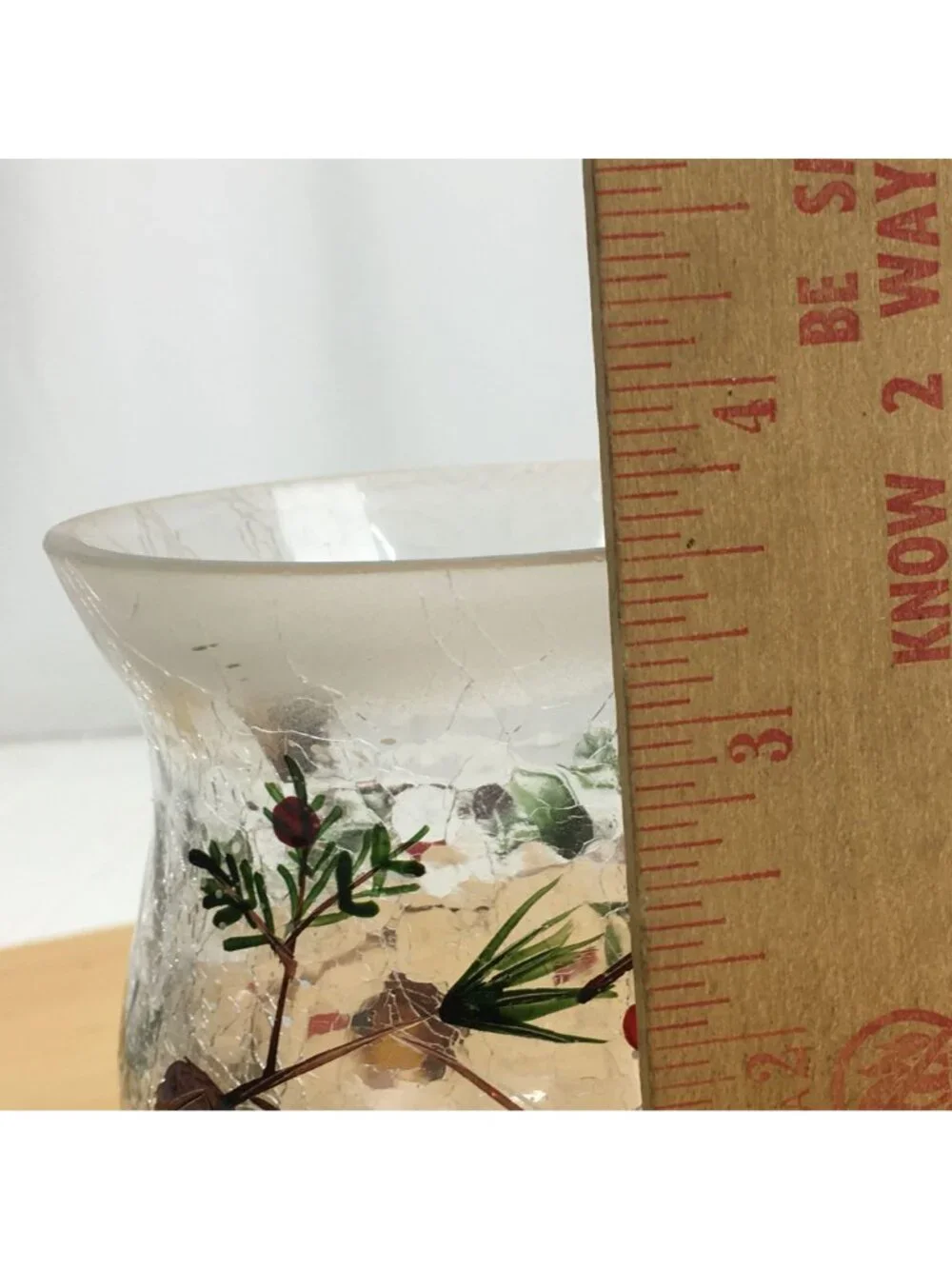 Yankee Candle Pinecone Crackle Glass Hurricane Votive Candle Holder 3.5